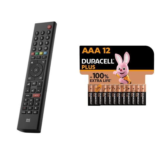 One For All Grundig TV tālvadības pults - darbojas ar visiem Grundig TV/Smart TV - URC1915 un Duracell NEU Plus AAA mikro sārma baterijām, 1.5V LR03 MN2400, 12 gabalu iepakojumā