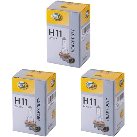 Hella - Spuldze - H11 - Heavy Duty - 24V - 70W - pamatnes izpildījums: PGJ19-2 - kastē - daudzums: 1-8GH 008 358-241 (iepakojumā ar 3)