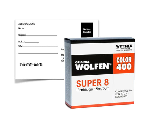 original WOLFEN Color 400 SUPER 8 ISO 250-400 ar attīstību + skenēšanu