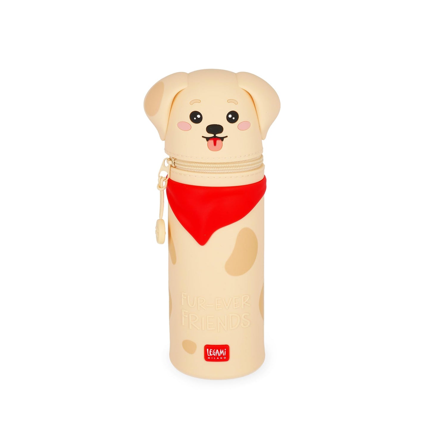 LEGAMI Kawaii 2-in-1 penālis no mīksta silikona, Golden, galda zīmuļu turētājs, ar rāvējslēdzēju, H 20 cm