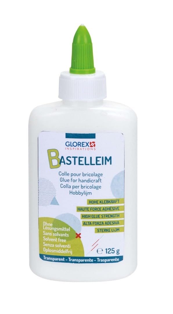Universālā līme Glorex 6 8090 811, bez šķīdinātāja, 125 g pudele, caurspīdīgi žūstoša, piemērota visiem biežāk lietotajiem materiāliem