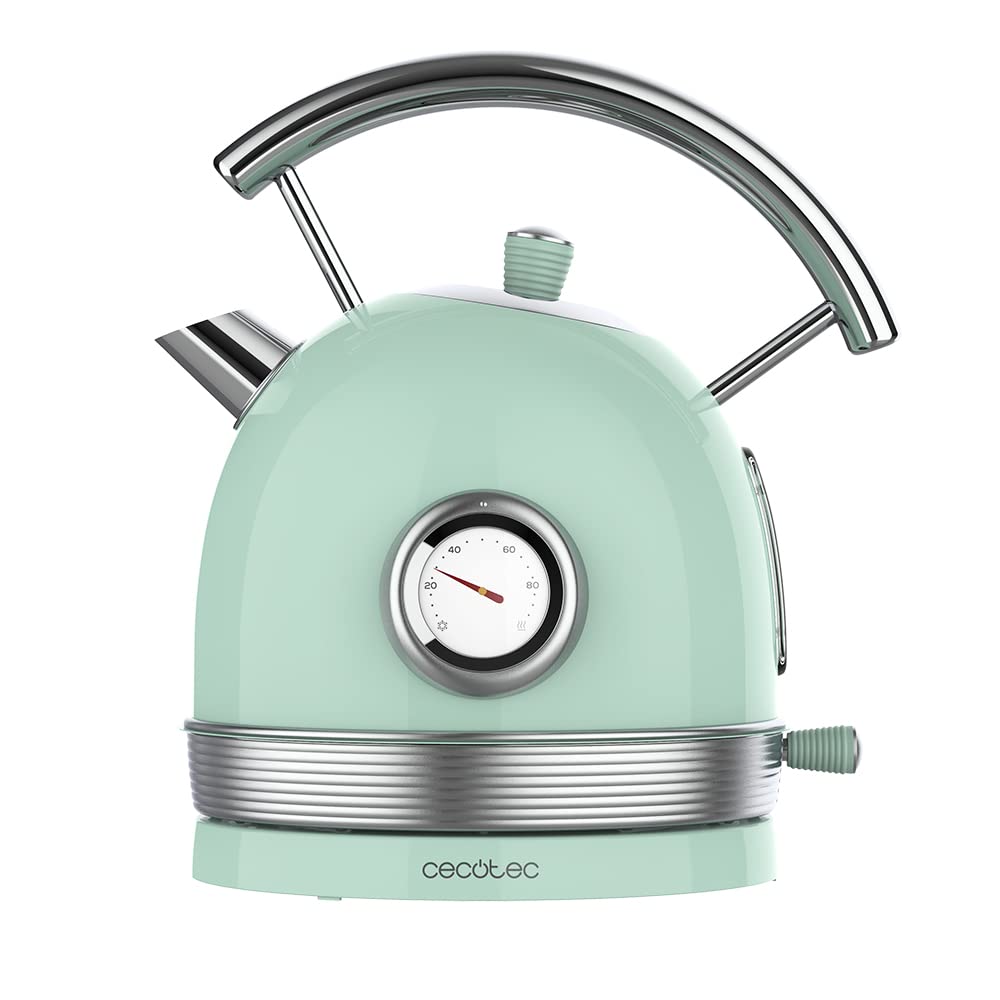 Cecotec ūdens vārītājs ThermoSense 420 - 1,8L, 2200W, temperatūras indikators, 360º pamatne, nerūsējošais tērauds, vintage zaļš
