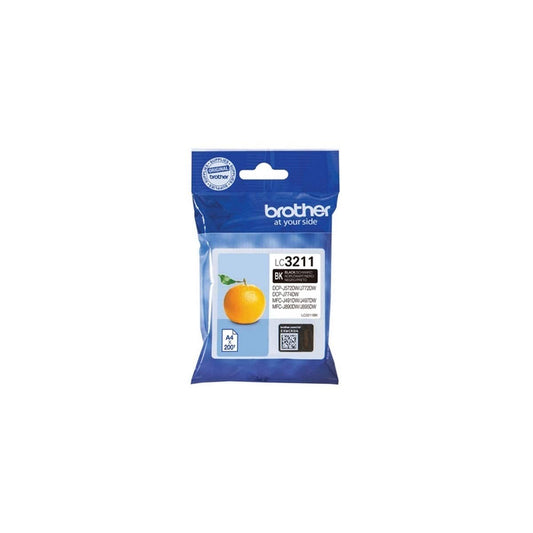 Brother LC-3211BK ink cartridge - original, standard yield, black color, compatible with Brother printers.