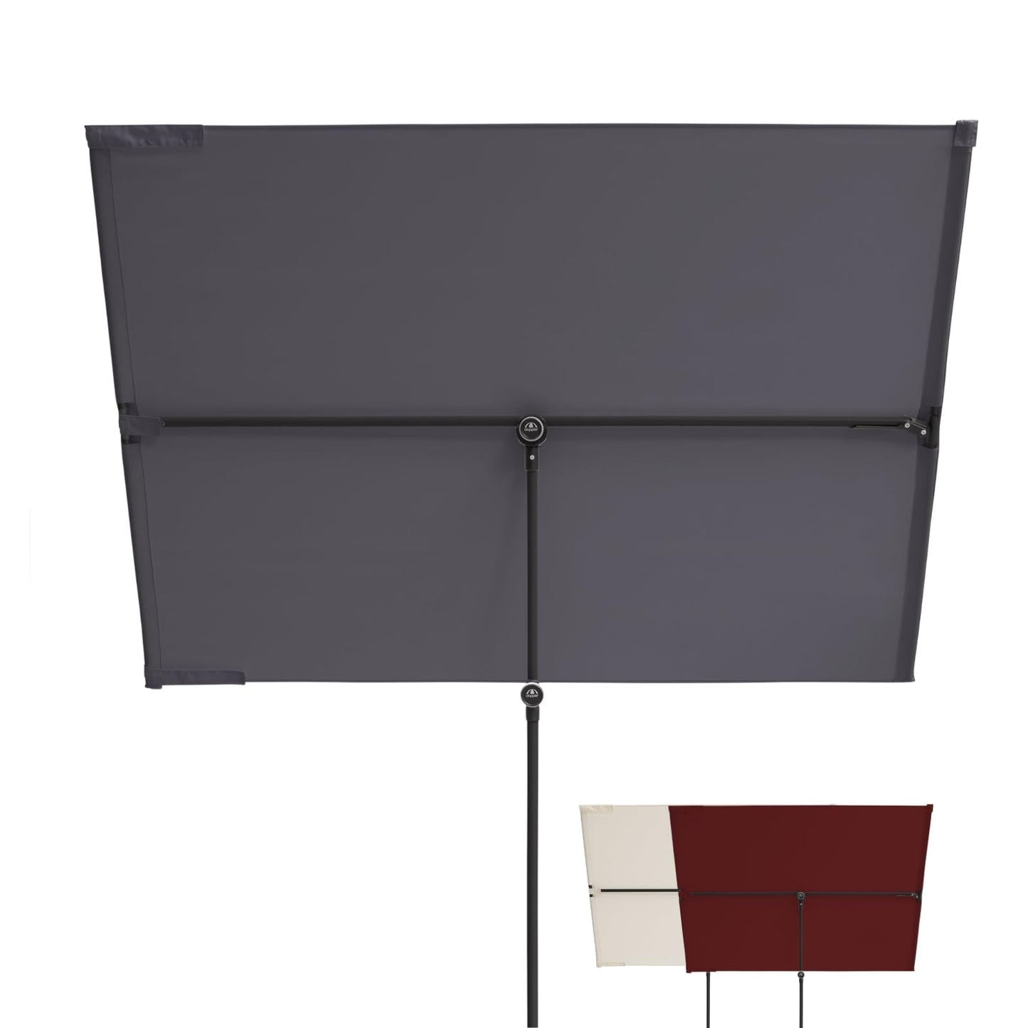 Balkona saulessargs Doppler Active Black Edition 170x130cm, antracīts, balkona un terases saulessargs, regulējams taisnstūrveida dārza saulessargs