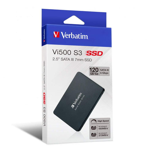 Verbatim 120GB Vi500 S3 2.5" SSD - High-speed storage, compact design, ideal for laptops and desktops.