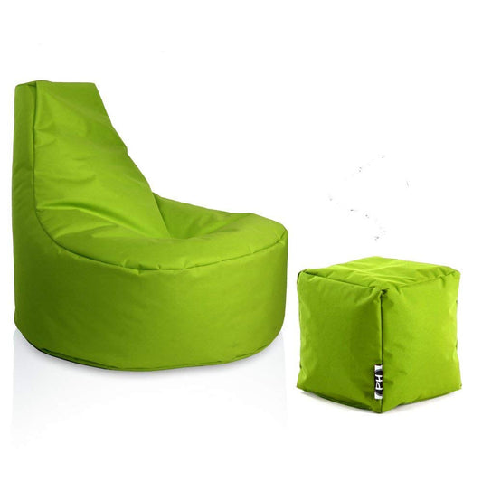 PATCH HOME spēļu krēsls ar pufu Bean Bag komplekts Ø80cm, 30cm sēdekļa augstums, 90cm augstums + 35x35cm pufs Kiwi
