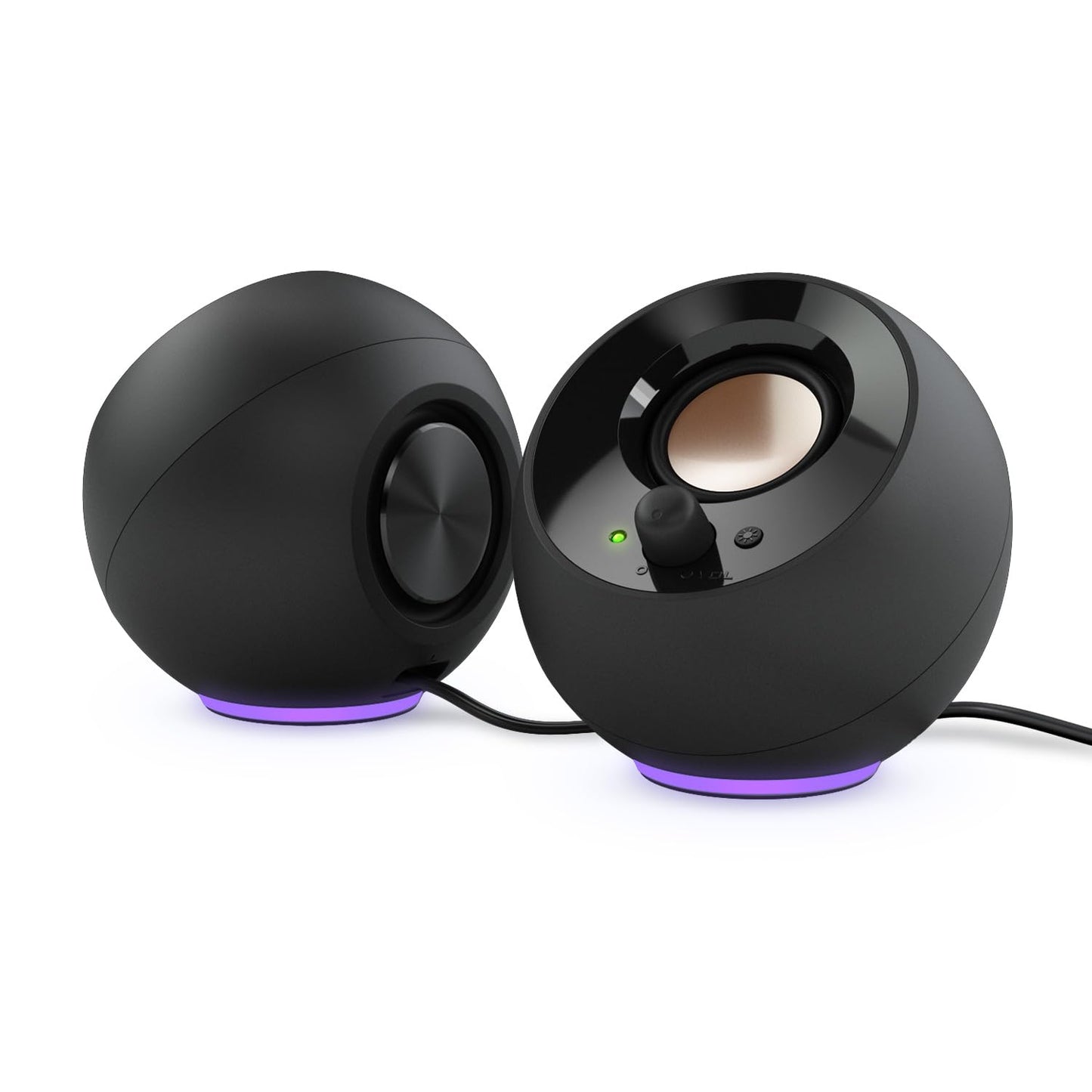 CREATIVE Pebble SE minimālistiski 2.0 datora skaļruņi ar USB-C barošanu, RGB apgaismojumu, 3.5mm AUX ieeju un līdz 4.4W RMS jaudu datoriem un klēpjdatoriem, melni