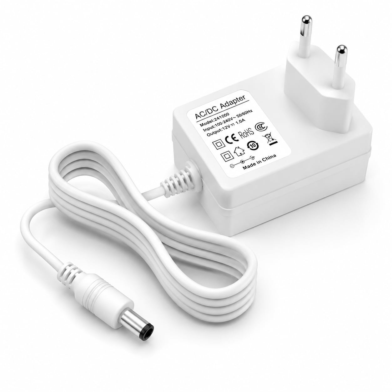 12 V 1 A 12 W barošanas adapteris LED lentēm ar universālu tīkla adapteri AC 100 – 240 V, 1 m DC savienotājs 5,5 x 2,1 mm, lādētājs LED lentēm, CCTV kamerām, maršrutētājiem, TV kastēm un ierīcēm 12 V DC