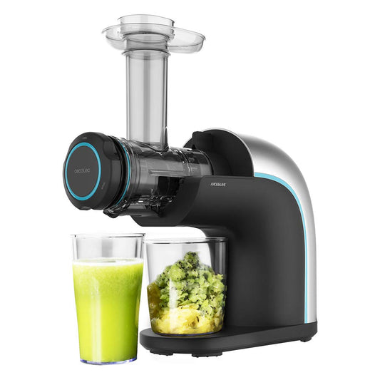 Cecotec sulas spiede Juice&Live 2000 EasyClean. 150 W, viegli tīrāms filtrs, lēna ātruma 70 apgr./min, celulozes regulators, 3 maisīšanas līmeņi, pilienu aizsargs, divkārša izplūdes cilindrs.