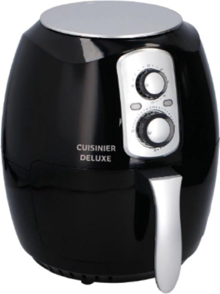 Cuisinier Deluxe Airfryer - 3.6L capacity, adjustable 80-200°C, 60 min timer, 1400W power.