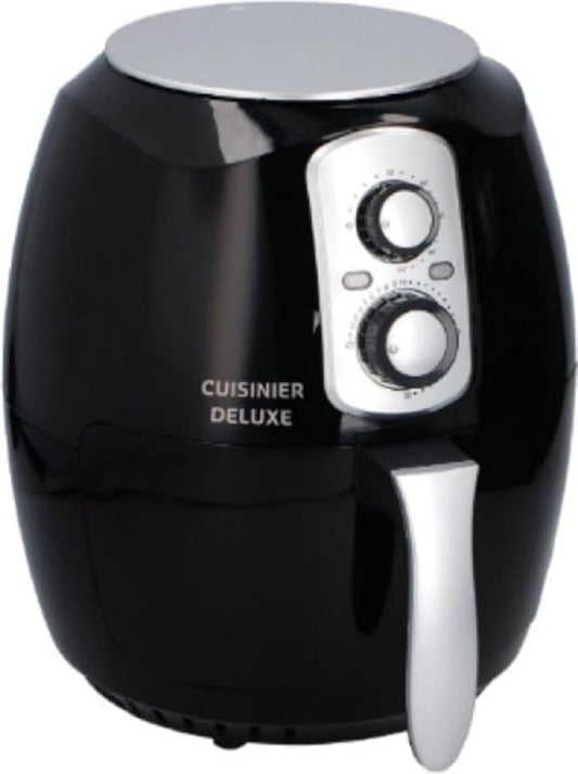 Cuisinier Deluxe Airfryer - 3.6L capacity, adjustable 80-200°C, 60 min timer, 1400W power.