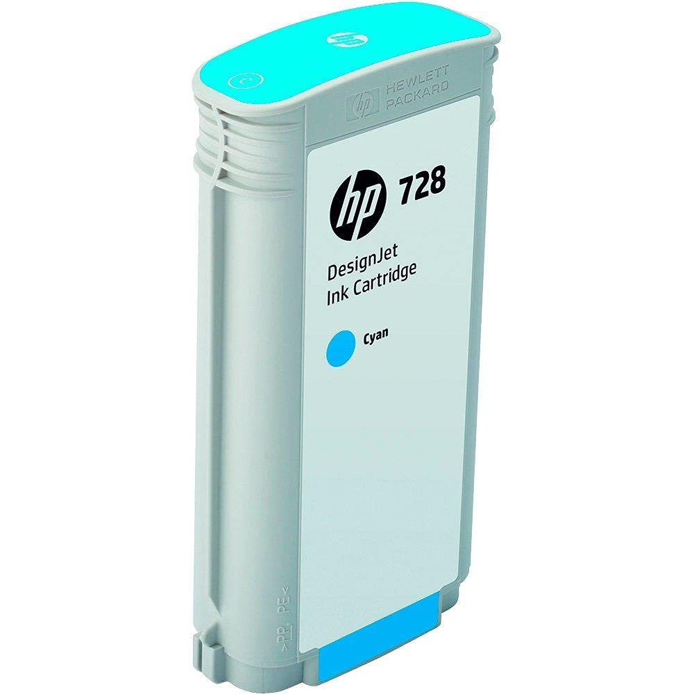 HP 728 Cyan 130 ml printer cartridge - Original HP ink for DesignJet T730, T830, and HP 729 printhead.