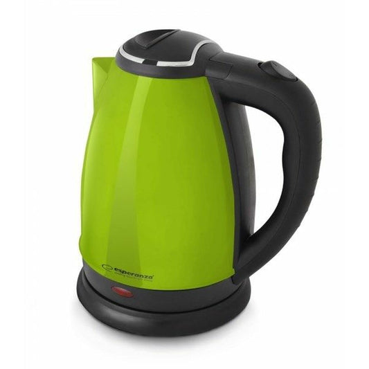 Esperanza EKK113G Kettle - Green plastic, stainless steel, 1800W, 1.8L capacity, efficient and stylish design.