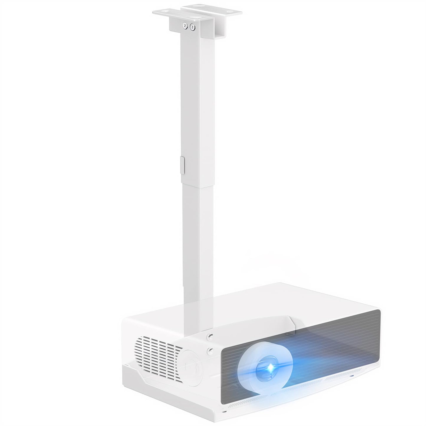 Universāls projektora stiprinājums griestiem/sienai ar augstuma regulēšanu un slēptu kabeļu vadību, bez urbšanas, līdz 10 kg, balts