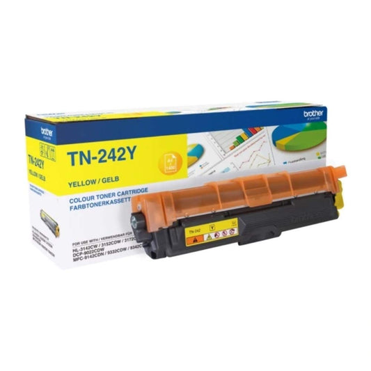 Brother TN-242Y Yellow Toner Cartridge - High yield, compatible with HL-3142CW, HL-3152CDW, DCP-9017CDW, MFC-9342CDW.