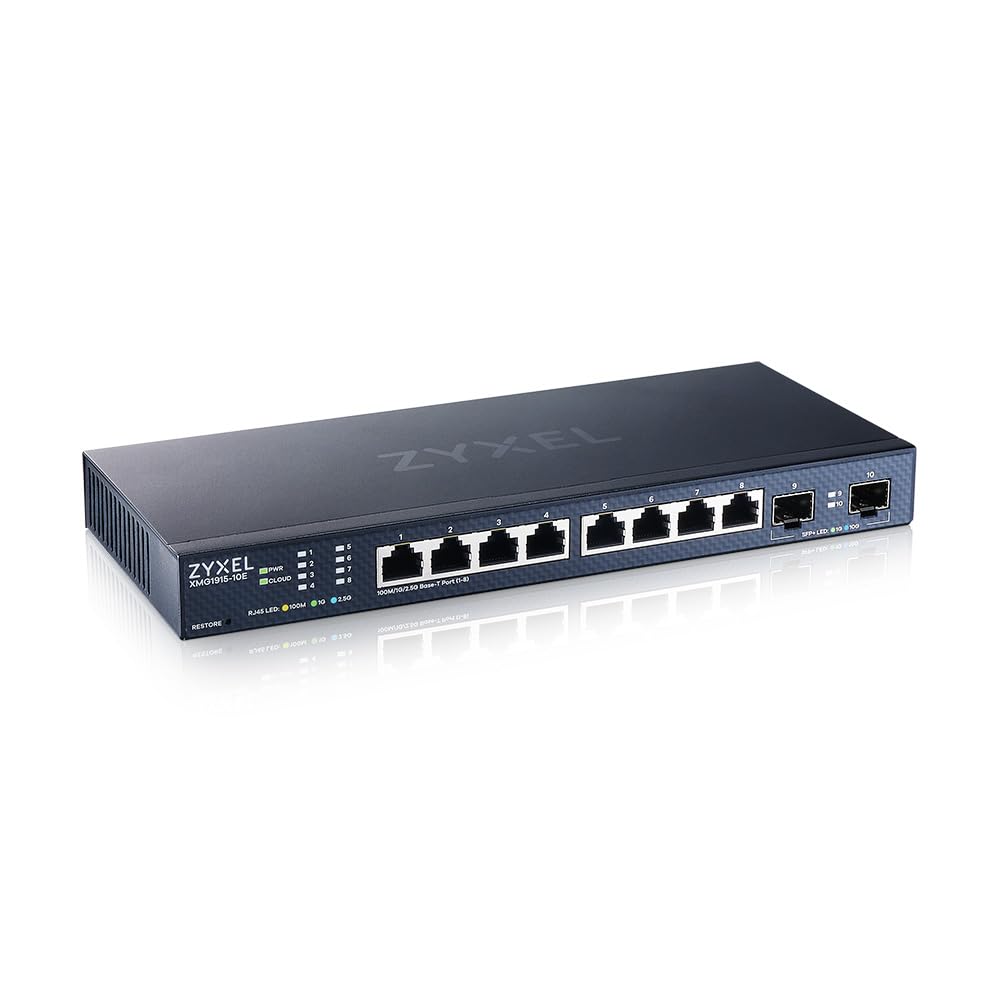 Tīkla slēdzis Zyxel XMG1915-10E, 8 portu viedais pārvaldāmais slēdzis, 2.5/10G, ar SFP+ augšupsaitēm