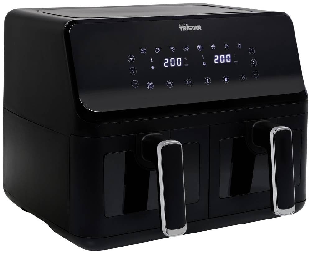 Tristar FR-9040 dubultā fritēšanas ierīce - 8L, 2700W, karstā gaisa funkcija, taimeris, pretpiedeguma pārklājums, temperatūras izvēle