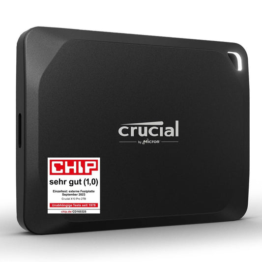 Crucial X10 Pro 4TB SSD - 2100MB/s read, 2000MB/s write, IP55 water and dust resistant, USB-C 3.2 for PC and Mac.