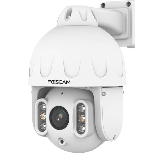 Foscam SD8EP 8 MP PoE PTZ kupola uzraudzības kamera ar 4x optisko tālummaiņu, UHD video kvalitāti, HDR, iekštelpām un āra lietošanai, inteliģenta cilvēku un transportlīdzekļu atpazīšana