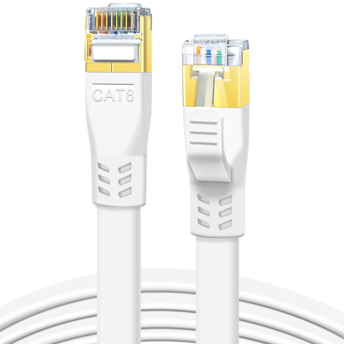 DDMALL CAT 8 LAN kabelis 5m, 40Gbps plakans tīkla kabelis (5 metri, balts)