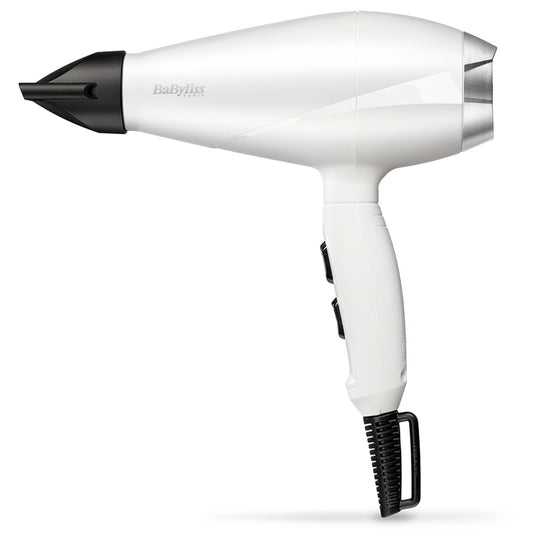 BaByliss 2000 Profi-matu žāvētājs Pro Speed, matēts balts, AC motors, 2000W, 100 Km/H, ekstra garš kabelis, ražots Itālijā, 6704WE