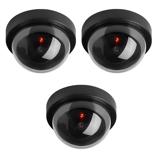 ELEAR™ 3 X melna kupola āra imitācijas LED mirgojoša uzraudzības kamera CCTV drošības kamera