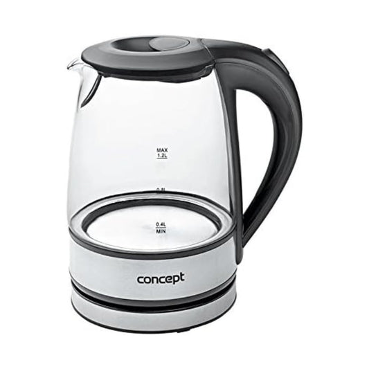 CONCEPT rk4900 stikla tējkanna - 1,2 L, 1630 W, nerūsējošais tērauds un stikls, moderns dizains.