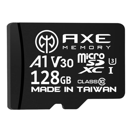 AXE 128GB MicroSDXC atmiņas karte + SD adapteris ar A1 lietotņu veiktspēju, V30, UHS-I U3, 4K