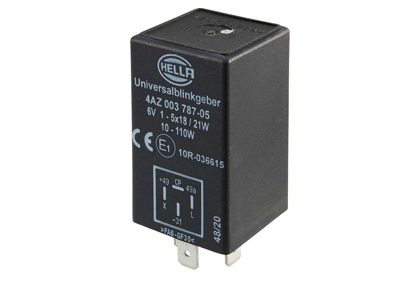 HELLA 4AZ 003 787-051 pagrieziena regulators - 6V - 4-polu - uzstādāms/ielikams - elektronisks - ar turētāju