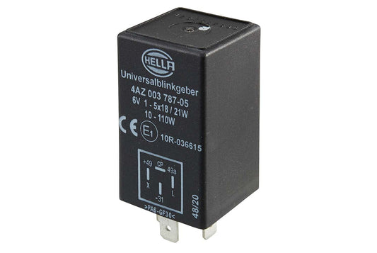 HELLA 4AZ 003 787-051 pagrieziena regulators - 6V - 4-polu - uzstādāms/ielikams - elektronisks - ar turētāju