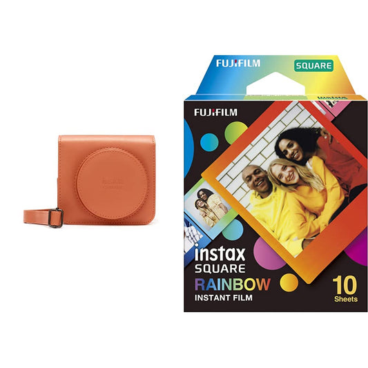 instax kameras soma Square SQ 1 soma terakotas oranžā krāsā un Square filma varavīksne 10 uzņemšanām