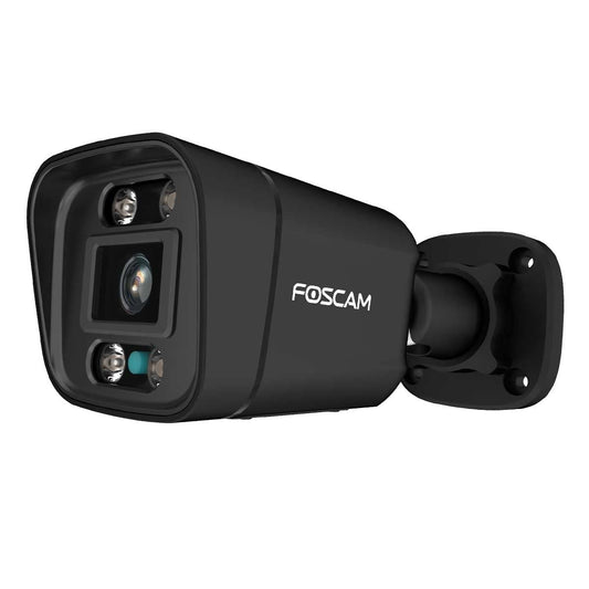 Foscam V5EP 5 MP POE uzraudzības kamera ar integrētu prožektoru un trauksmes sirēnu, cilvēku un transportlīdzekļu atpazīšana, nakts redzamība, divvirzienu audio, P2P funkcija, IP66 ūdensizturīga (melna)