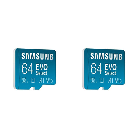 9. Samsung EVO Select microSD atmiņas karte (MB-ME64KA/EU), 64 GB, UHS-I U1, Full HD, 130MB/s lasīšana, viedtālruņiem un planšetdatoriem, iekļauts SD adapteris (iepakojumā ar 2)