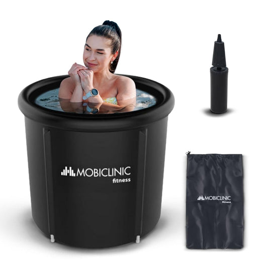 Mobiclinic® fitnesa, ledus vanna, 350l, muskuļu atveseļošanai, sportistiem, 83x83x75cm, Artic, pārnēsājama, divu terapiju, transporta soma, uzpūšamais spilvens un vāks, uzpūšamais malas