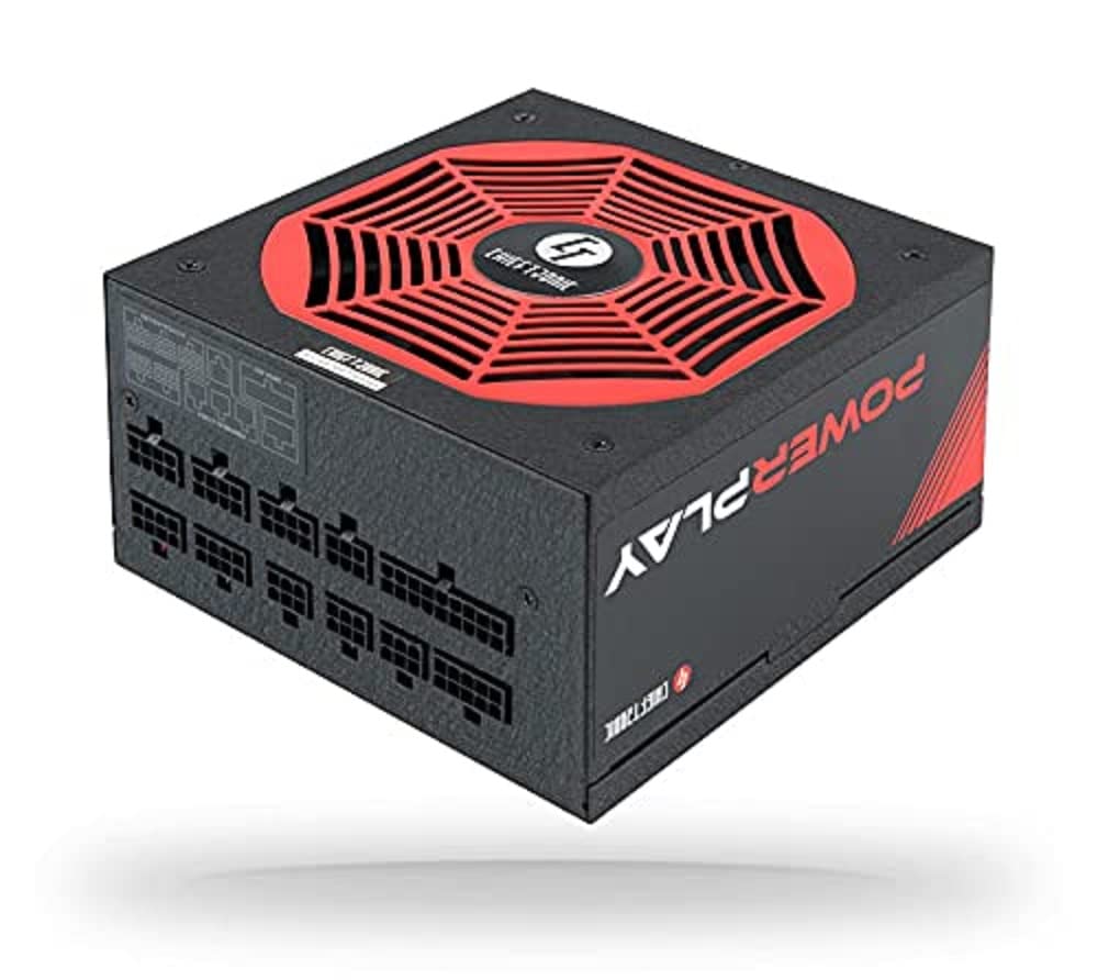 Chieftec PowerPlay 1050W ATX 12V 80 Plus - Black and red design, high efficiency, reliable power supply unit.