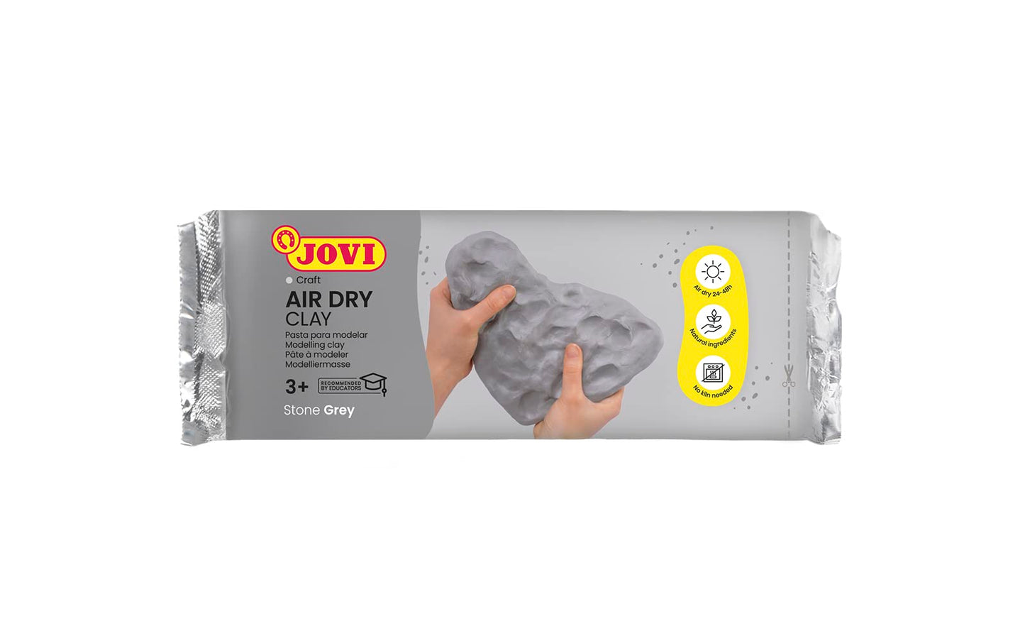 Modelēšanas masa Jovi Air Dry, gatava lietošanai, gaisā žūstoša, uz mitrā māla bāzes, 250 g, pelēka
