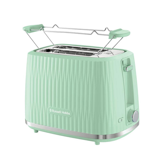 Russell Hobbs tosteris [2 šķēlēm] Eden (6 brūnināšanas līmeņi, pacelšanas funkcija, atkausēšanas, uzsildīšanas un apstāšanās funkcija, drupaču atvilktne, maizes uzlikums, pistāciju 27374-56