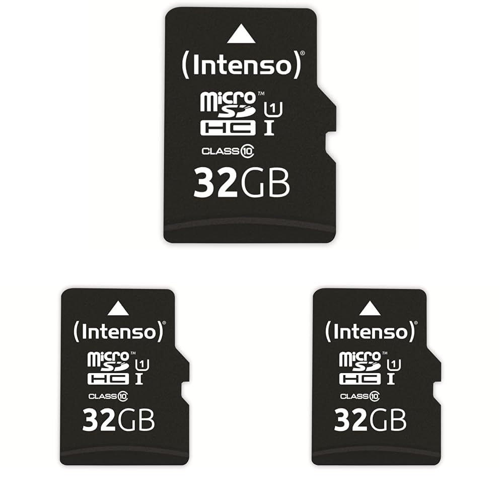 Intenso Professional microSDHC 32GB Class 10 UHS-I, U3, V30 atmiņas karte ar SD adapteri (līdz 100 MB/s), melna, 3 iepakojumā