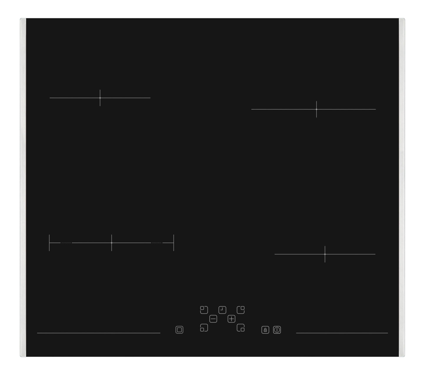 Sharp KH-6V08FT0K-EU Patstāvīga plīts virsma / Infrasarkanais sildītājs / 60 cm / Sānu nerūsējošā tērauda rāmis / 4 vārīšanas zonas / Pannas zona / TouchControl
