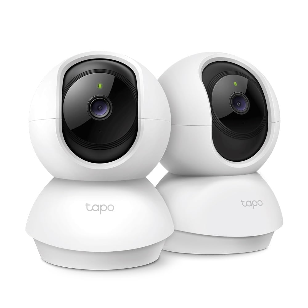 Tapo TP-Link C210P2 WLAN IP kamera uzraudzības kamera (objektīva pagriešana un noliekšana, 3MP izšķirtspēja, divvirzienu audio, nakts redzamība līdz 9m, līdz 256 GB vietējā atmiņa) Balta/Melna, 2 gabali