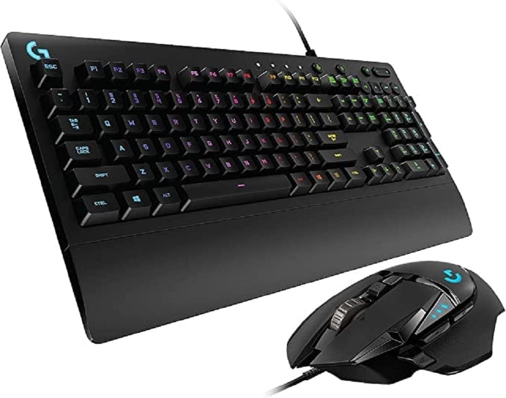 Logitech G502 Hero - 25600 DPI optical sensor, high-performance gaming mouse, G213 Prodigy keyboard, German QWERTZ layout, black.
