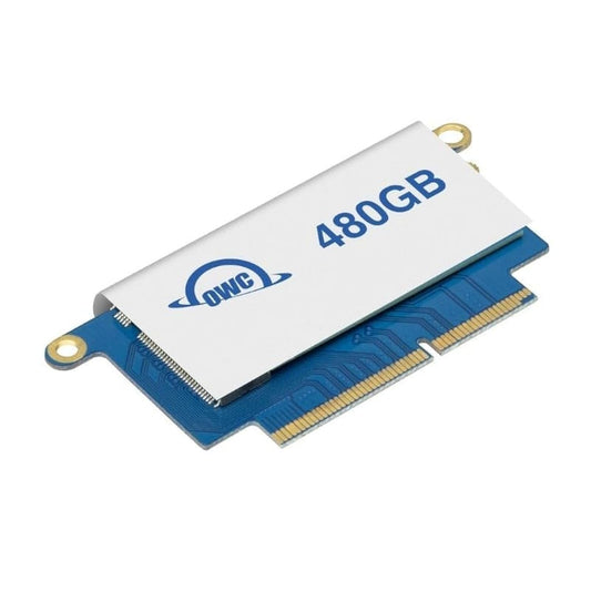 OWC Aura Pro NT NVMe-SSD Upgrade Kit - 480GB, compatible with 2016-2017 13" MacBook Pro, includes tools for installation.
