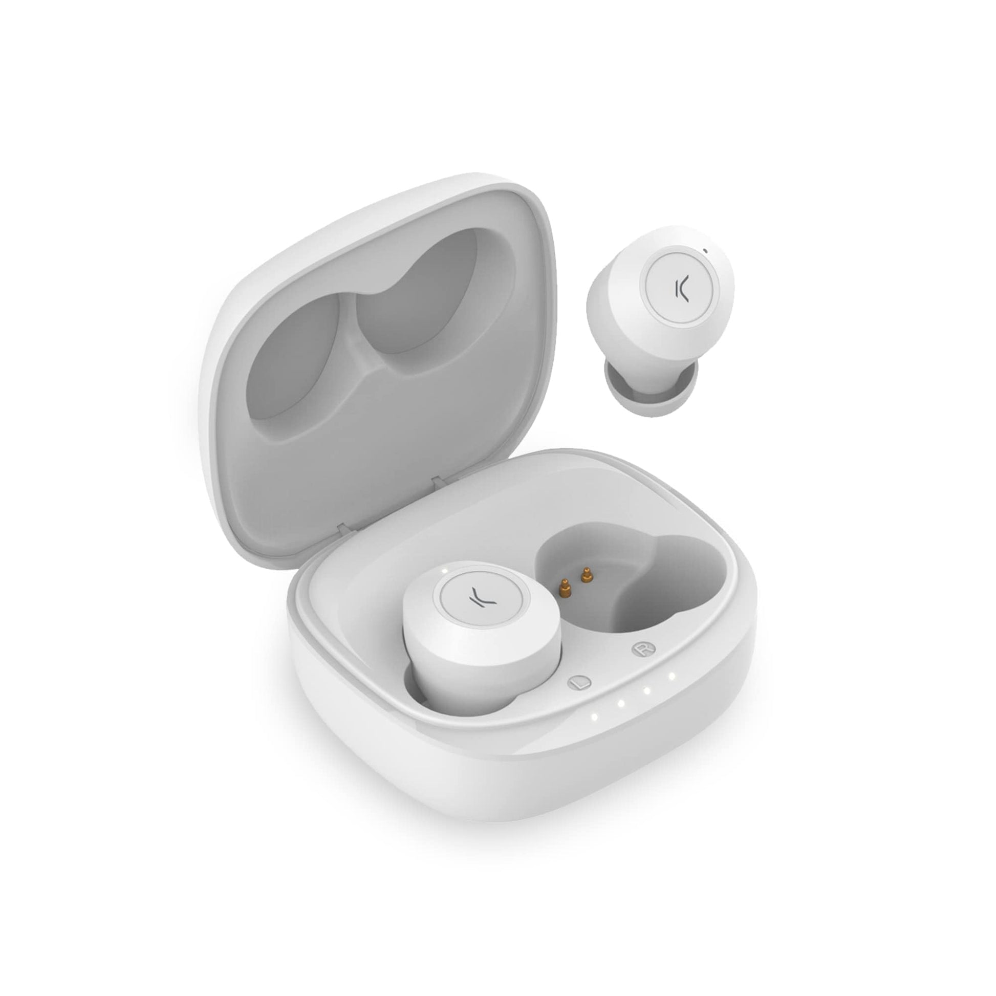 KSIX Oblivion bezvadu Bluetooth austiņas - HD mikrofons, ūdensizturīgas, 19 stundu akumulatora, True Wireless Stereo, skārienvadība, balts