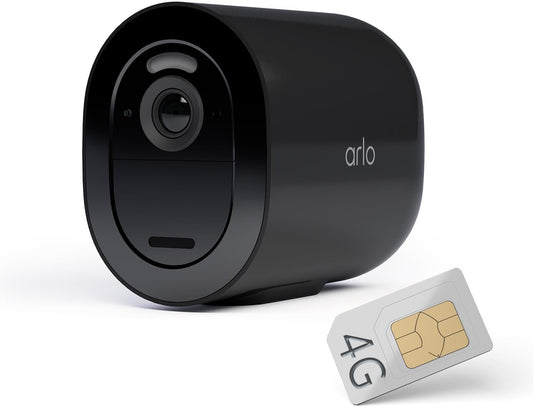Arlo Go 2 uzraudzības kamera ārā ar SIM karti, bezvadu, 3G/4G LTE bez Wi-Fi, laikapstākļiem izturīga, prožektors, trauksmes sirēna, nakts redzamība, divvirzienu audio, kustību sensors, akumulators, bezmaksas mākoņkrātuve