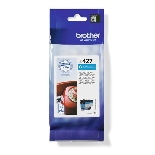 Brother LC-427C Cyan Ink Cartridge - Prints up to 1,500 pages, compatible with MFC-J5955DW, J6955DW, J6957DW, HL-J6010DW.