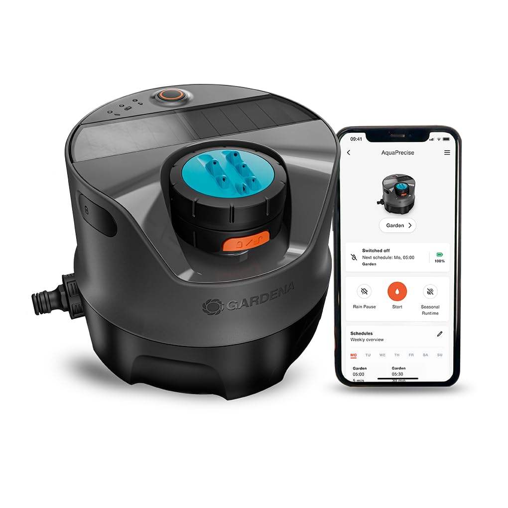 Gardena AquaPrecise laistīšanas sistēma zālienam līdz 320 m²: ar saules enerģiju, vienmērīga ūdens sadale, jebkurai dārza formai, Bluetooth, vienkārša uzstādīšana (16000-20)