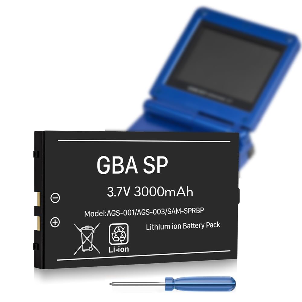 WAEUUKKPO [3000mAh] akumulators Gameboy Advance SP, uzlabots lielas ietilpības litija jonu rezerves akumulators Nintendo GBA SP AGS-001, AGS-003 ar instrumentu komplektu