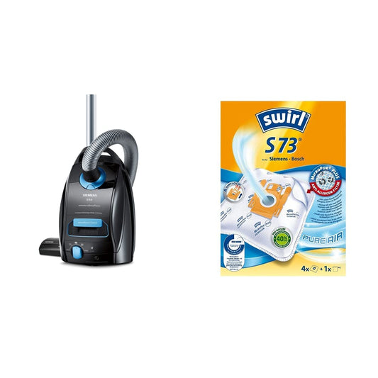 Siemens Q5.0 Extreme SilencePower Vacuum - 850W, black, includes 4 Swirl S 73 MicroPor® Plus dust bags and filter.