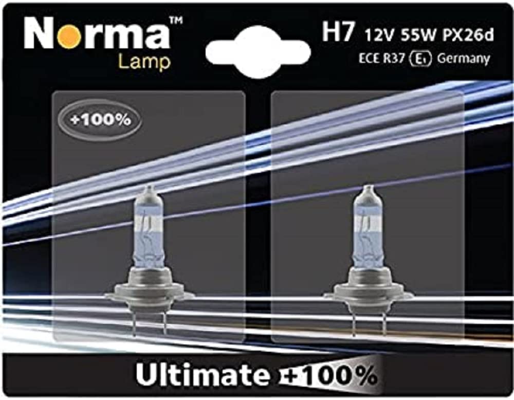 Norma 213607-202 H7 halogēna lukturu spuldze - dubultais iepakojums Ultimate ar 100 procentiem 12 V 55 W PX26d