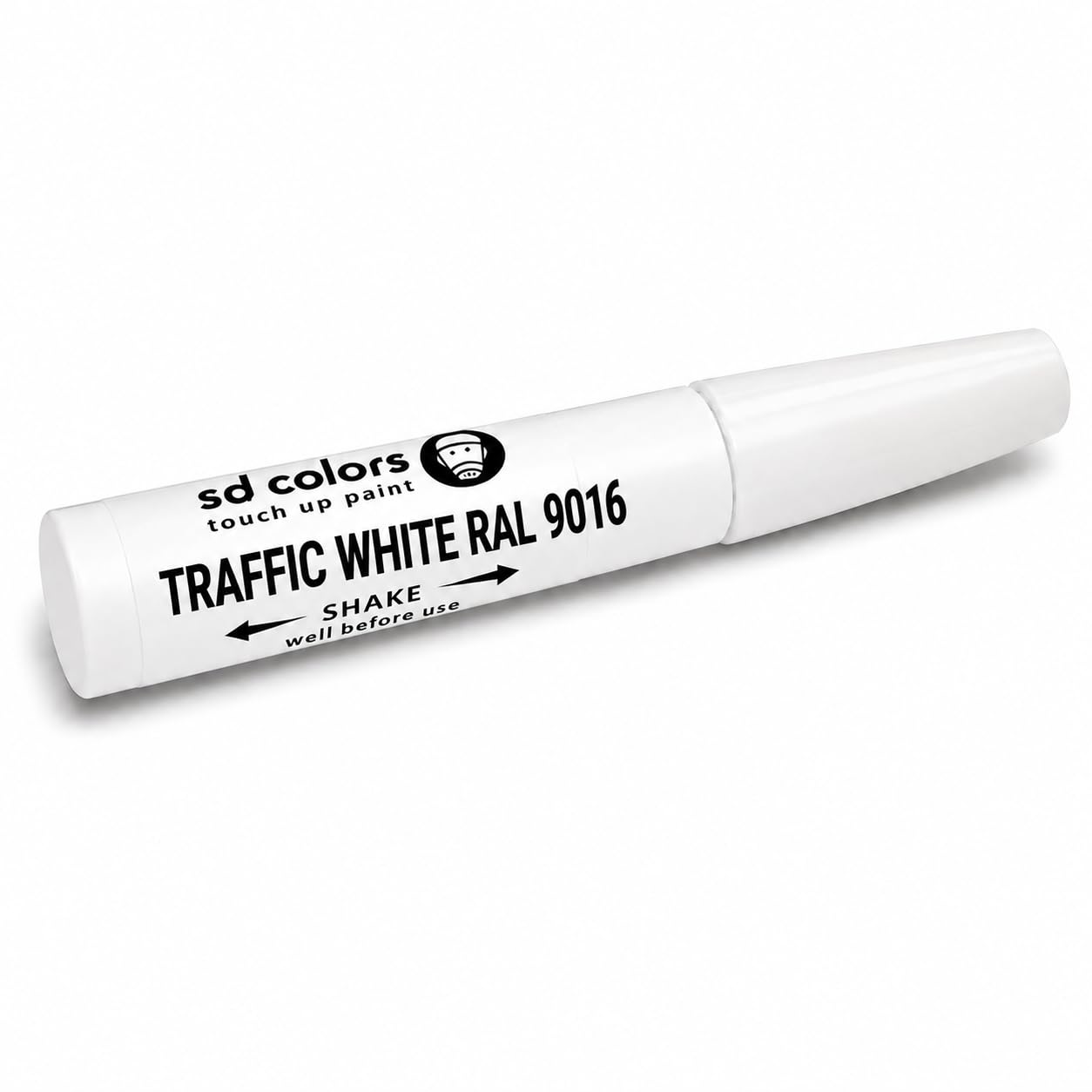 Universāls auto krāsas zīmulis SD COLORS RAL 9016 Verkehrsweiß, 12 ml, skrāpējumu un akmeņu radītu bojājumu labošanai